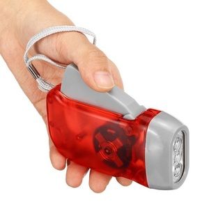 Like New Hand Crank Flashlight Self-Pressing LED Camping Light Outdoor Torch Red